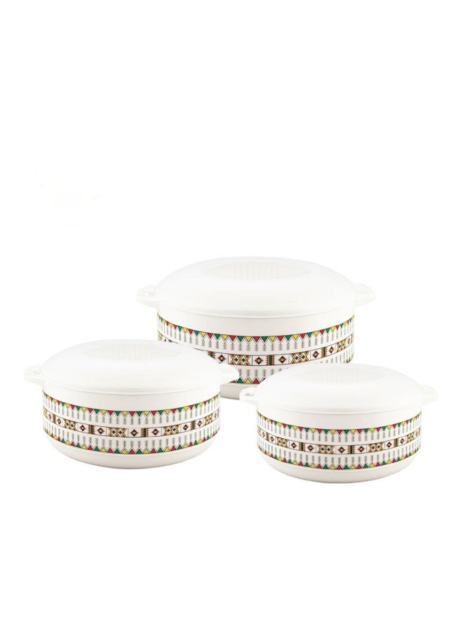 Asiri pattern food container set, 3 pieces (2500 ml, 3500 ml, 5000 ml)